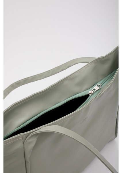 Mint Yeşil SHK90 Suni Deri Iç Bölmeli Fermuarlı El, Kol ve Omuz Shopper Çanta