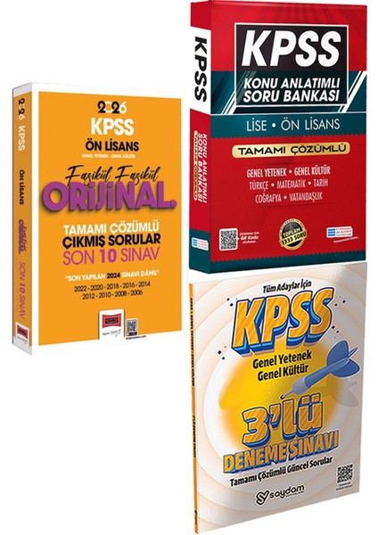 2026 Kpss Ön Lisans Fasikül Fasikül Orijinal Çözümlü Çıkmış Son 10 Sınav + Konu Ant. Soru ve 3 Deneme
