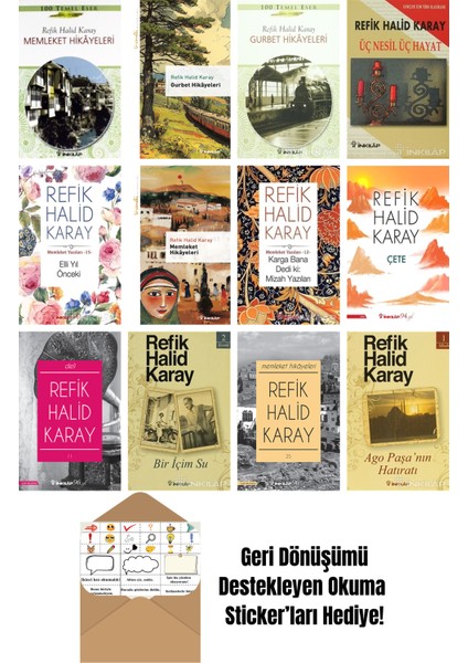 Refik Halid Karay 12 Kitap Seti + Okuma Sticker'ları
