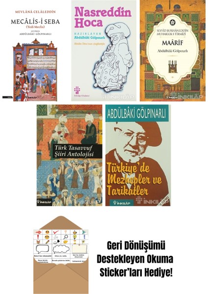 Abdülbaki Gölpınarlı 5 Kitap Seti + Okuma Sticker'ları