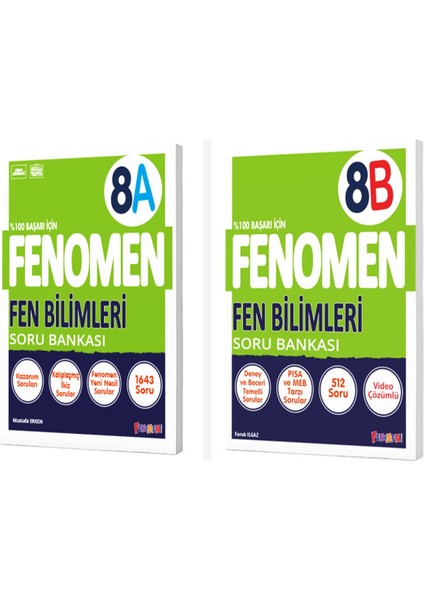 Fenomen 8. Sınıf Fen Bilimleri A + B Soru Bankası Seti 2 Kitap Fe