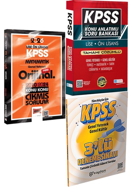 2026 Kpss Lise-Önlisans Matematik Orijinal 2010-2024 Konu Konu Çıkmış + Konu Ant. Soru ve 3 Deneme