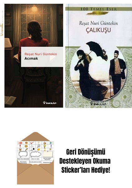 Reşat Nuri Güntekin 2 Kitap Seti + Okuma Sticker'ları