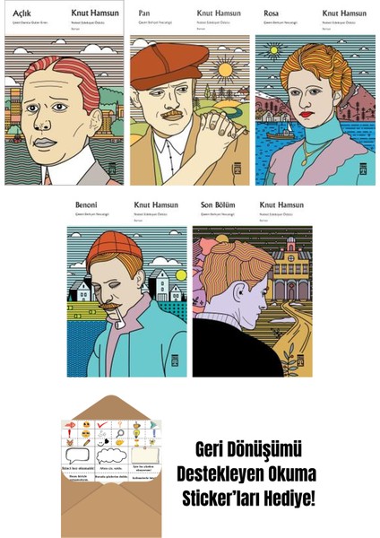 Knut Hamsun 5 Kitap Seti + Okuma Sticker'ları