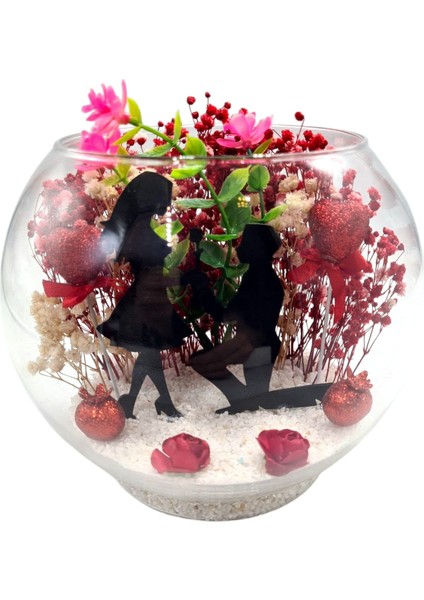 Sevgililer Günü Silüet Teraryum Evlilik Teklifi Yıldönümü Özel Gün Kutlama Sevgiliye Eşe Hediyelik