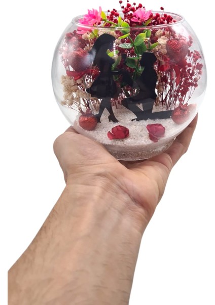 Sevgililer Günü Silüet Teraryum Evlilik Teklifi Yıldönümü Özel Gün Kutlama Sevgiliye Eşe Hediyelik modelleri