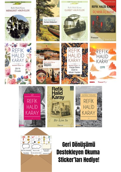 Refik Halid Karay 11 Kitap Seti + Okuma Sticker'ları