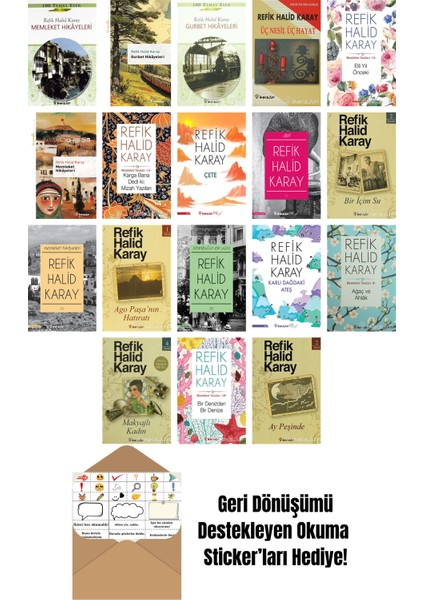 Refik Halid Karay 18 Kitap Seti + Okuma Sticker'ları