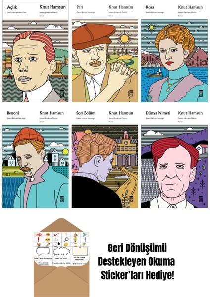 Knut Hamsun 6 Kitap Seti + Okuma Sticker'ları
