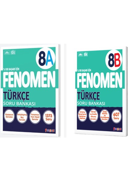 Fenomen 8. Sınıf Türkçe A + B Soru Bankası Seti 2 Kitap Fenomen Yayınları