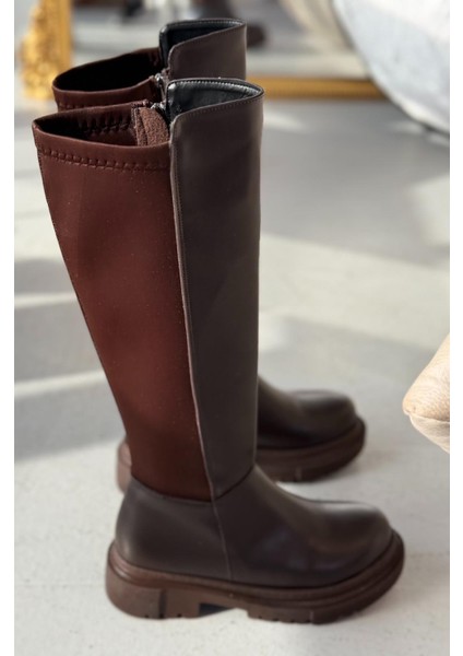 Vessona Kahve Arkası Streç Fermuarlı Günlük Kadın Çizme fiyatları