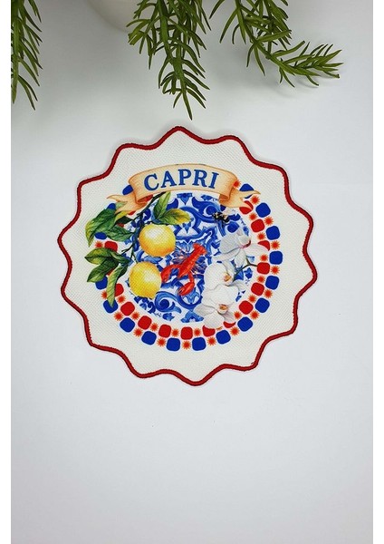 Capri Limonata – Mavi Beyaz Akdeniz Nakış Kenar Kokteyl Peçetesi 1 Adet