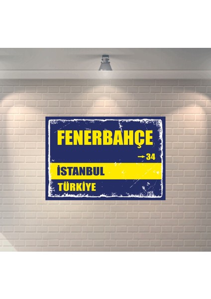 Fenerbahçe Sokak Tabelası Dekoratif Retro Ahşap Poster
