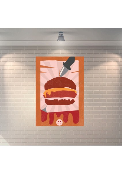 Hamburger Dekoratif Retro Ahşap Poster