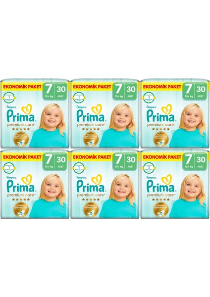 Premium Care Bebek Bezi Beden:7 (15+Kg) Xxx Large 180 Adet Süper Ekonomik Mega Pk