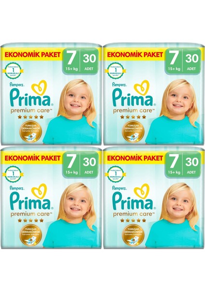 Premium Care Bebek Bezi Beden:7 (15+Kg) Xxx Large 120 Adet Süper Ekonomik Fırsat Pk