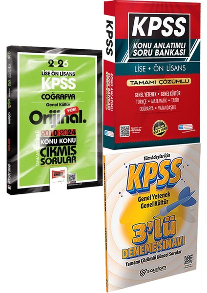 2026 Kpss Lise-Önlisans Coğrafya Orijinal 2010-2024 Konu Konu Çıkmış + Konu Ant. Soru ve 3 Deneme