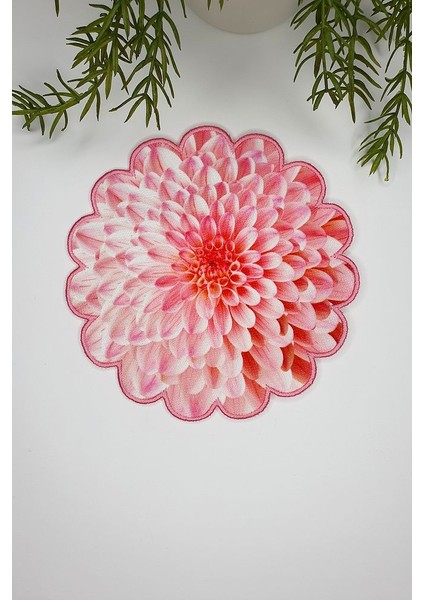 Açık Pembe Kasımpatı Tasarım Nakış Kenar Kumaş Kokteyl Peçetesi 1 Adet