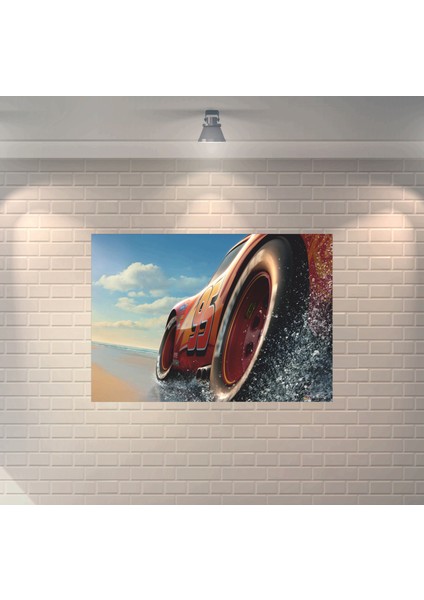 Arabalar Şimşek Mcqueen 1 Dekoratif Ahşap Poster