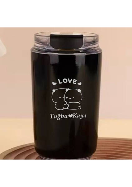 Kişiye Özel Retro Stil 240ML Vakumlu Isı Korumalı Ayıcık Baskılı Termos Kupa