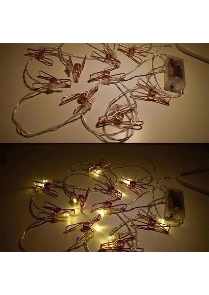 Bakır Renkli LED Işıklı Fotoğraf Asma Işık Süsleme Mandalları modelleri