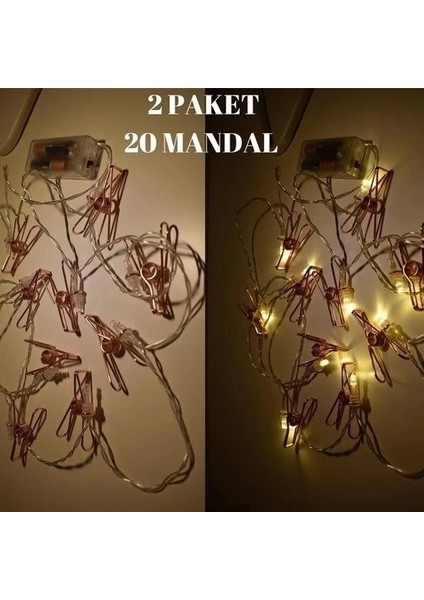 Bakır Renkli LED Işıklı Fotoğraf Asma Işık Süsleme Mandalları fırsatları