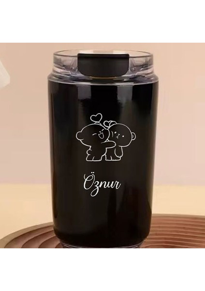 Kişiye Özel Retro Stil 240ML Vakumlu Isı Korumalı Ayıcık Baskılı Termos Kupa