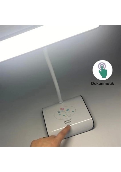 Şarjlı Oynar Esnek Başlıklı Dokunmatik 3 Farklı Modda Yanan Kaymaz Taban LED Masa Lambası indirimleri