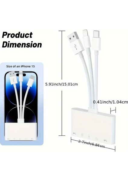 Type-C Lightning USB Çıkışlı 5in1 Hafıza Kart Okuyucu All Round Sd Kart Tf Kart U Disk Klavye modelleri