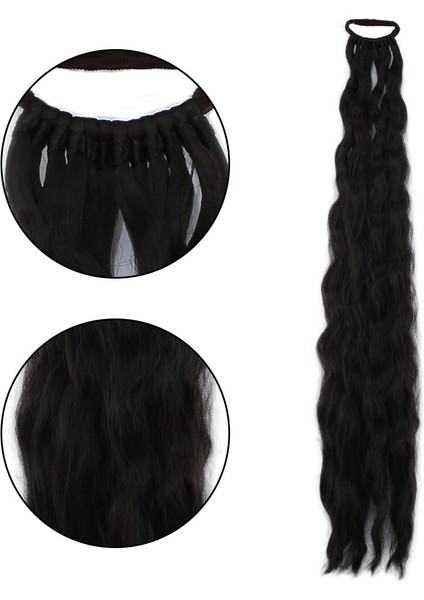 Lastik Tokalı At Kuyruğu Kabarık Afro Dalgalı - Kahve Karamel