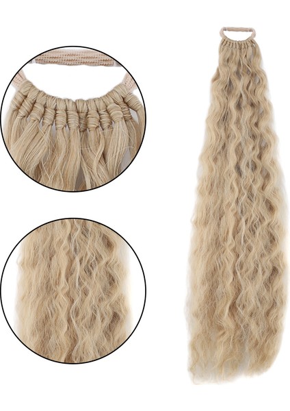 Lastik Tokalı At Kuyruğu Kabarık Afro Dalgalı - Kumral Beyaz Platin Röfle