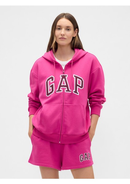 Kadın Pembe Gap Logo Fleece Fermuarlı Sweatshirt