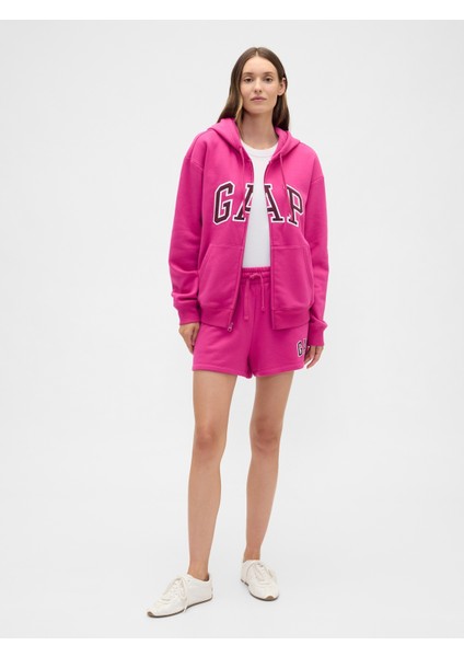 Kadın Pembe Gap Logo Fleece Fermuarlı Sweatshirt fırsatları