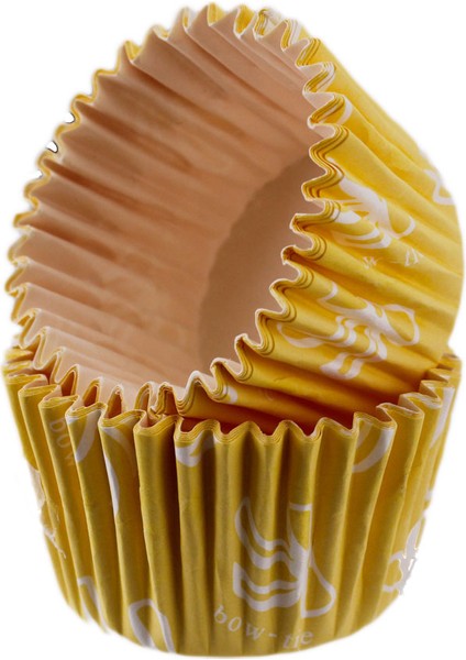 Cupcake Kalıbı Pet Kapsül Kek KALIBI48X34 mm (100 Adet) Fiyonklu Sarı
