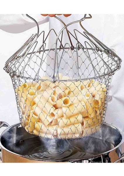 Çok Fonksiyonlu Pratik Süzgeç Katlanır - Kızartma Haşlama Aparatı -Chef Basket fırsatları