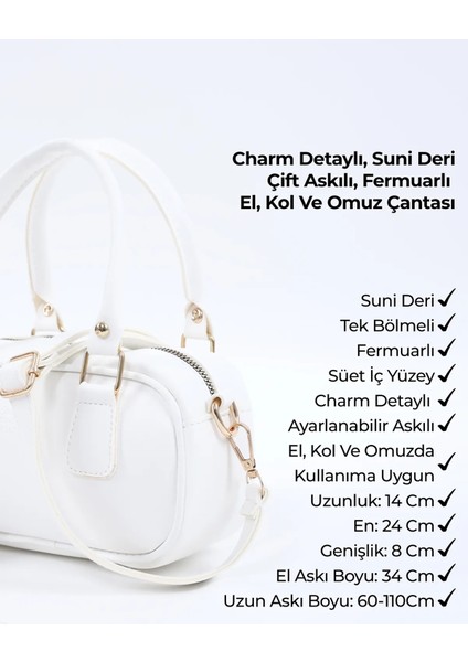 Siyah/beyaz/krem SHK239 Suni Deri El Kol ve Omuz 3'lü Çanta Seti (SHK108-SHK207-SHK24) modelleri