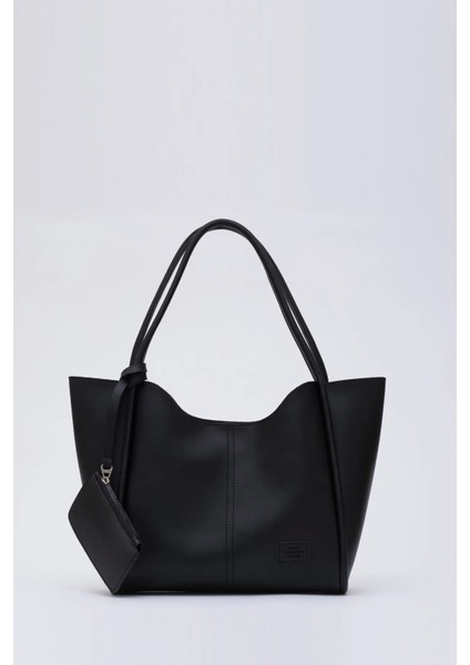 Siyah/beyaz/krem SHK239 Suni Deri El Kol ve Omuz 3'lü Çanta Seti (SHK108-SHK207-SHK24)