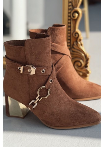 Ednaw Süet Toka Detaylı Taba Topuklu Bot fiyatları