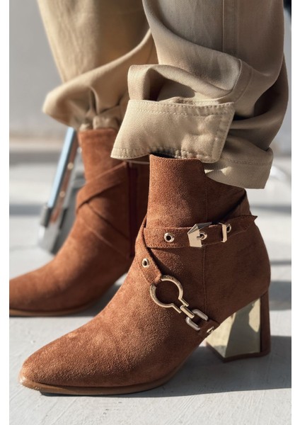 Ednaw Süet Toka Detaylı Taba Topuklu Bot indirimleri