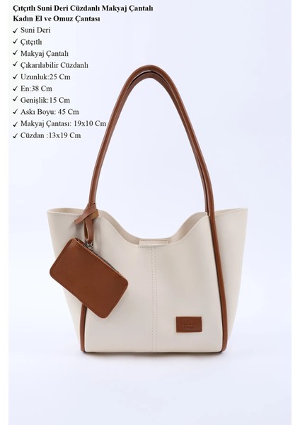 Krem-Taba/siyah/beyaz SHK238 Suni Deri El,kol ve Omuz 3'lü Çanta Seti (SHK108-SHK207-U23) indirimleri