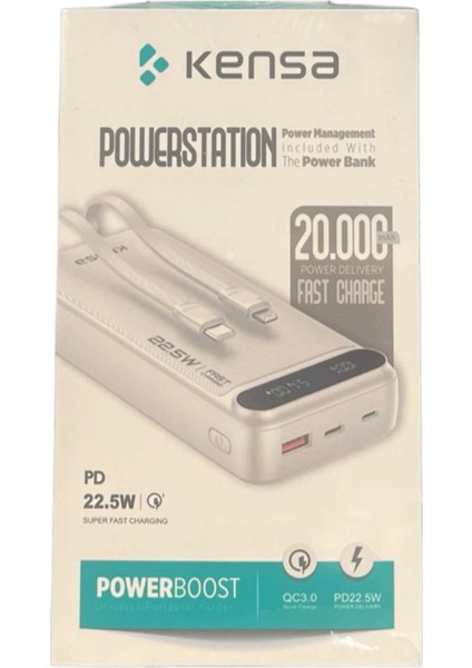 Powerstation Powerboost 20000 Mah Pd 22.5W Qc 3.0 Süper Hızlı Şarj Taşınabilir Şarj Cihazı