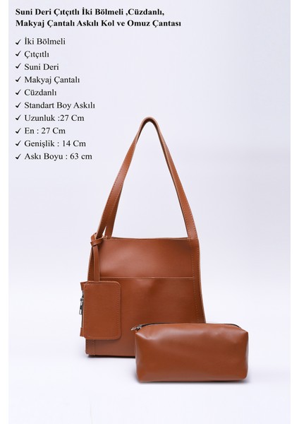 Taba SHK123 Suni Deri, Çıtçıtlı, Iki Bölmeli, Cüzdanlı, Makyaj Çantalı, Askılı, El, Kol ve Omuz Çantası modelleri