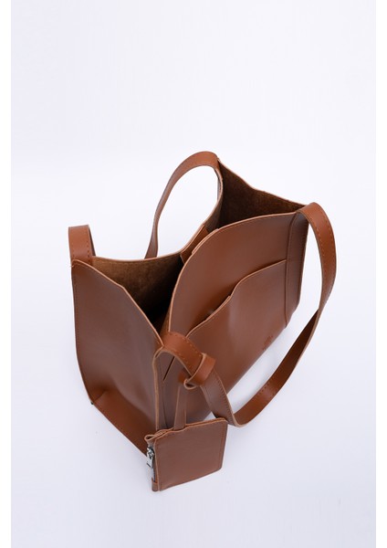 Taba SHK123 Suni Deri, Çıtçıtlı, Iki Bölmeli, Cüzdanlı, Makyaj Çantalı, Askılı, El, Kol ve Omuz Çantası