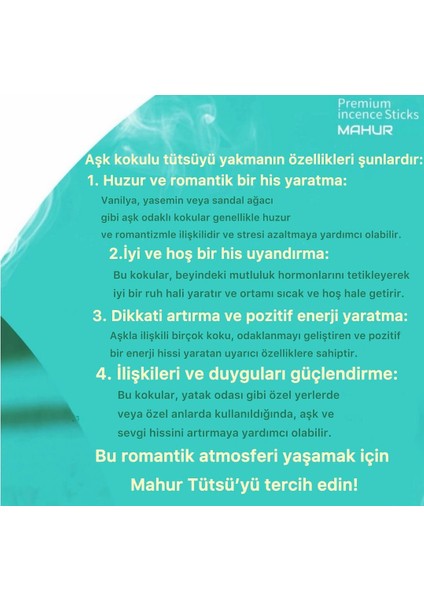 Love Scented Premium Incense Sticks - Aşk Kokulu Premium 20 Adet Tütsü Çubuğu fiyatları