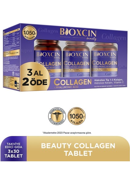 Asfstore Bioxcin Collagen Hyaluronic Acid Hidrolize Tip 1-3 Kolajen 3 x 30 Tablet - 3 Al 2 Öde