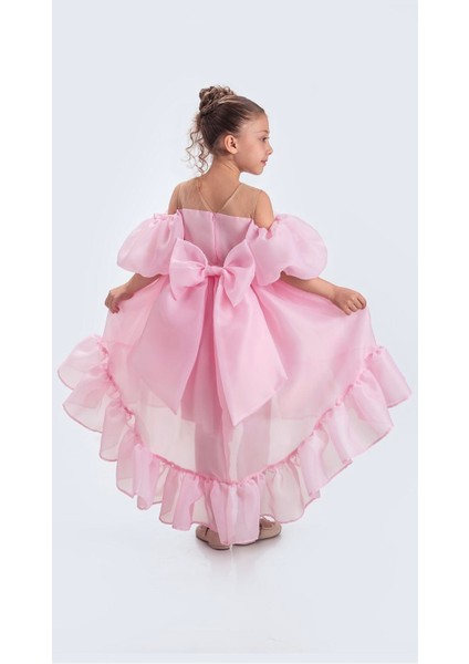 aden Kuyruklu Karolin Kumaş Düşük Balon Kollu Doğum Günü Abiye Kostüm Kız Çocuk Elbise fırsatları