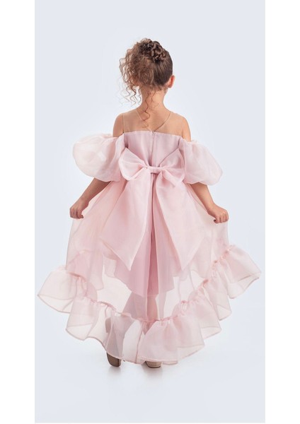 aden Kuyruklu Karolin Kumaş Düşük Balon Kollu Doğum Günü Abiye Kostüm Kız Çocuk Elbise fiyatları