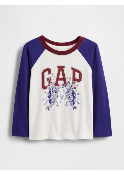 Erkek Bebek Beyaz Babygap Logo Grafik T-Shirt