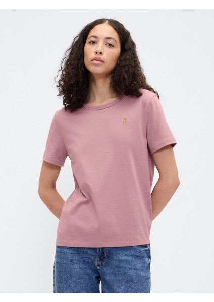 Kadın Pembe Organik Pamuk Vintagesoft Brannan Bear T-Shirt