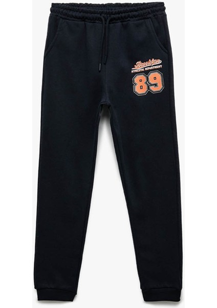 Baskılı Detaylı Cepli Jogger Lacivert Erkek Çocuk Eşofman Altı 6WKB40095TK